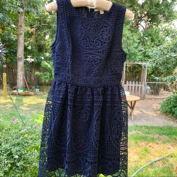 - Miami sleeveless, lace-covered dress Sz. XS Navy Blouse - Picture 4 of 6